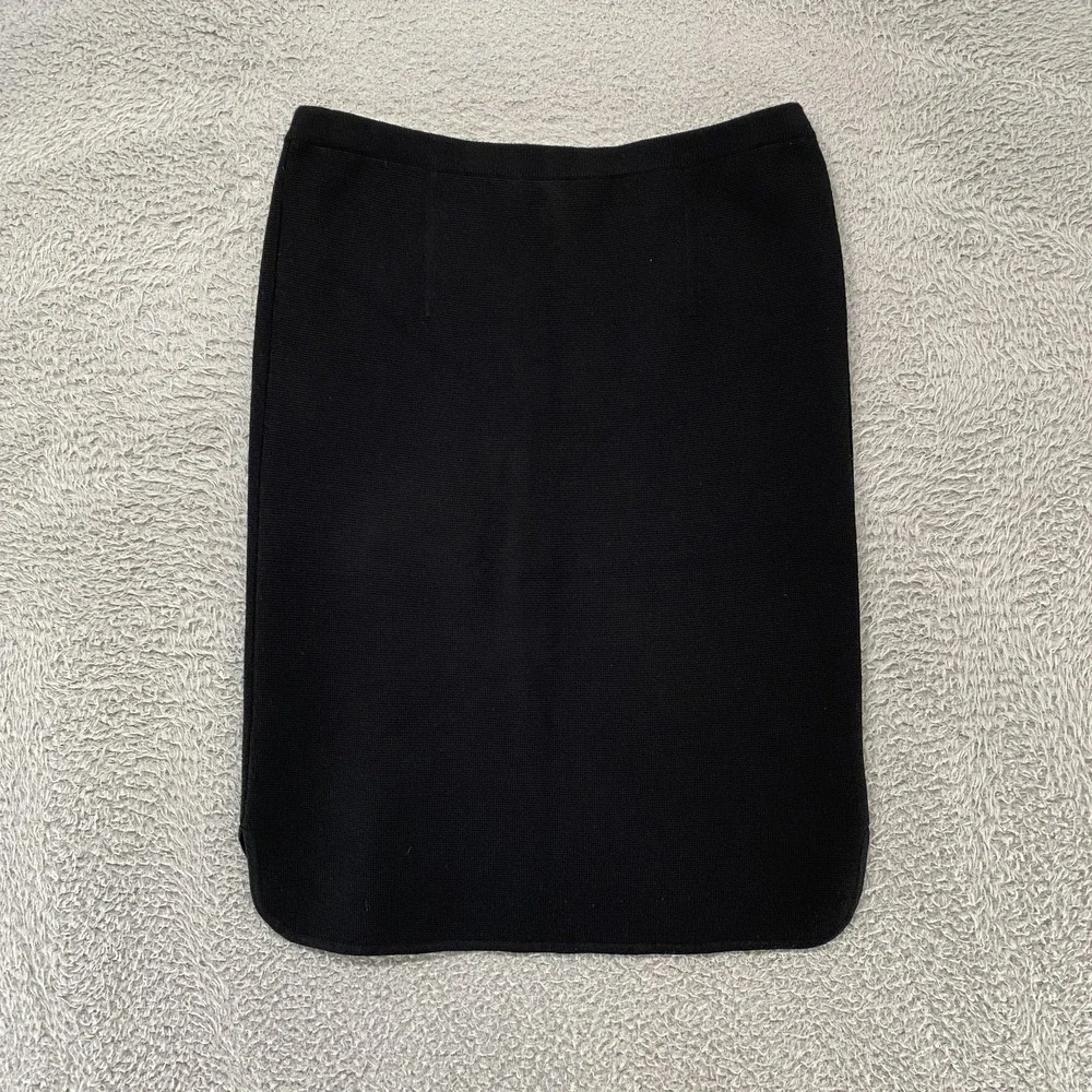 Eileen Fisher Skirt Womens Petite Medium‎ Black Merino Wool Pencil Knee Length
